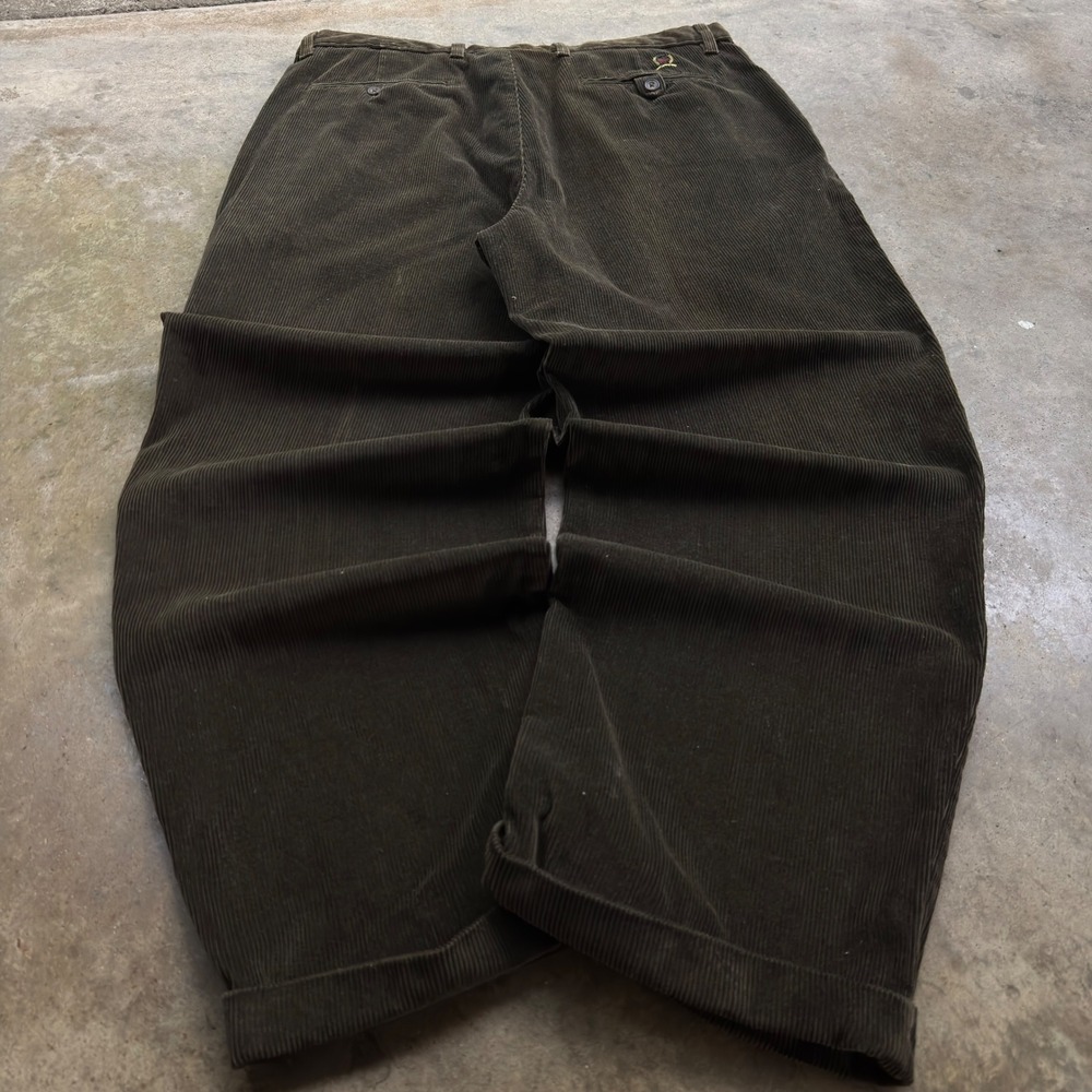 Vintage 90s Tommy Hilfiger Corduroy Pants Wide Leg Preppy Olive 36 (i4)